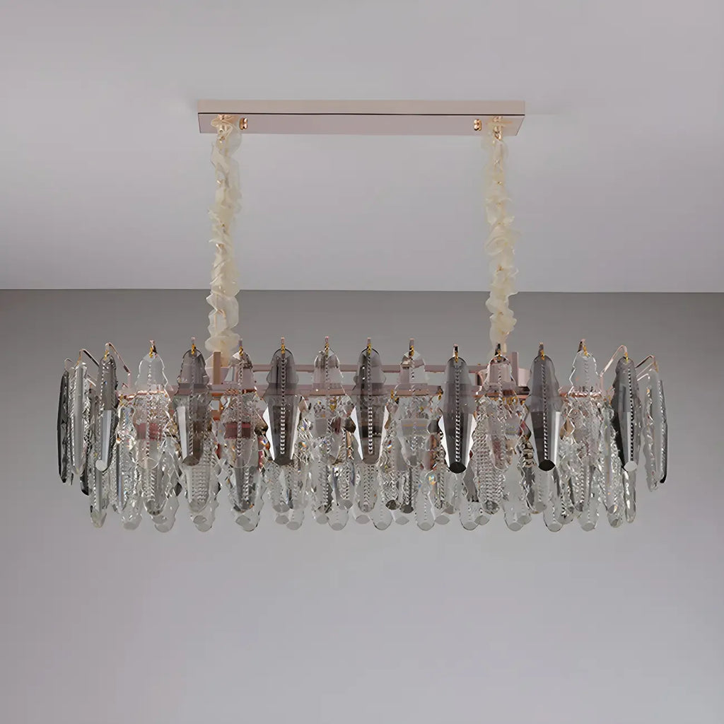 Suspension contemporaine en cristal doré pour île