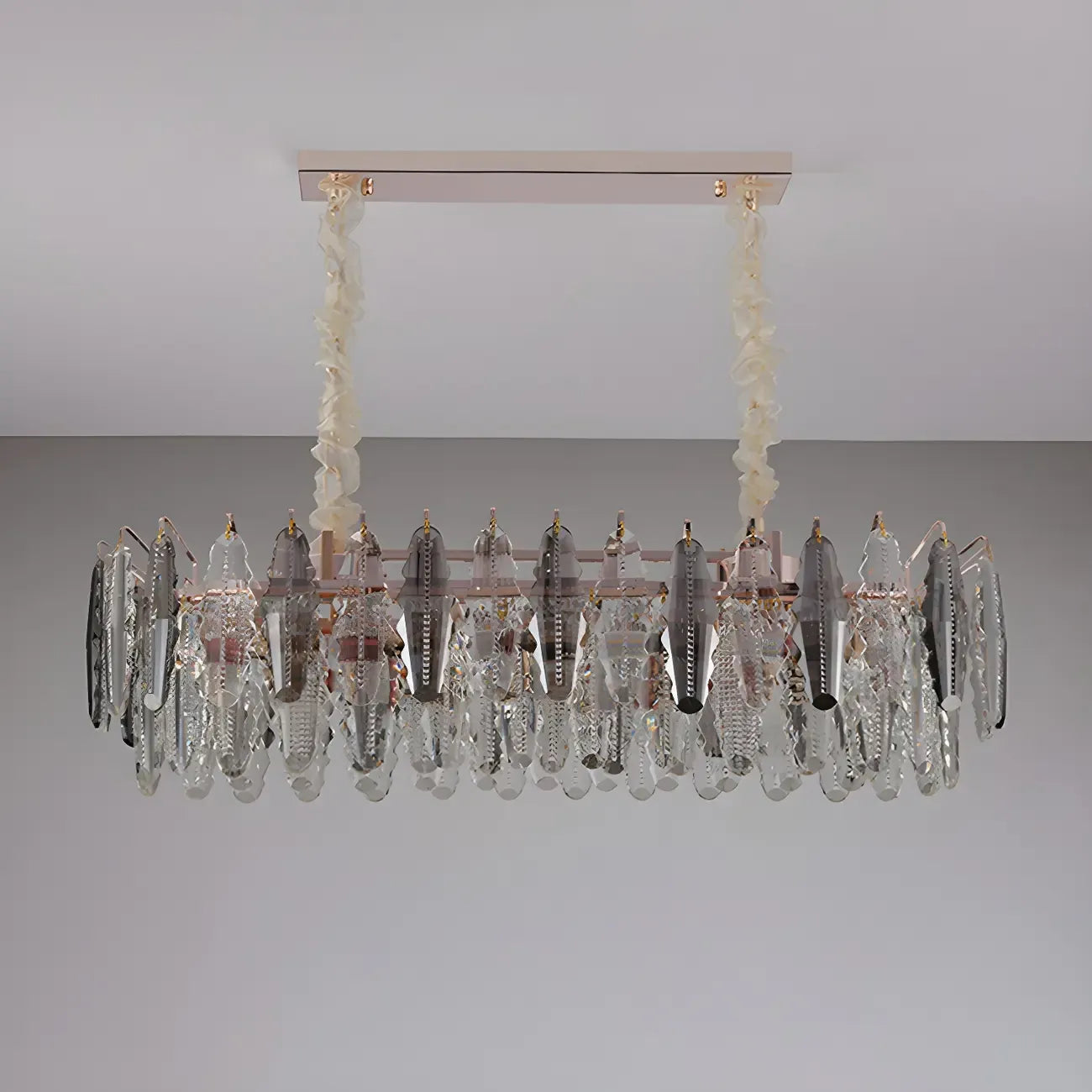 Suspension contemporaine en cristal doré pour île