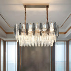 Suspension contemporaine en cristal doré pour île