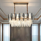 Suspension contemporaine en cristal doré pour île