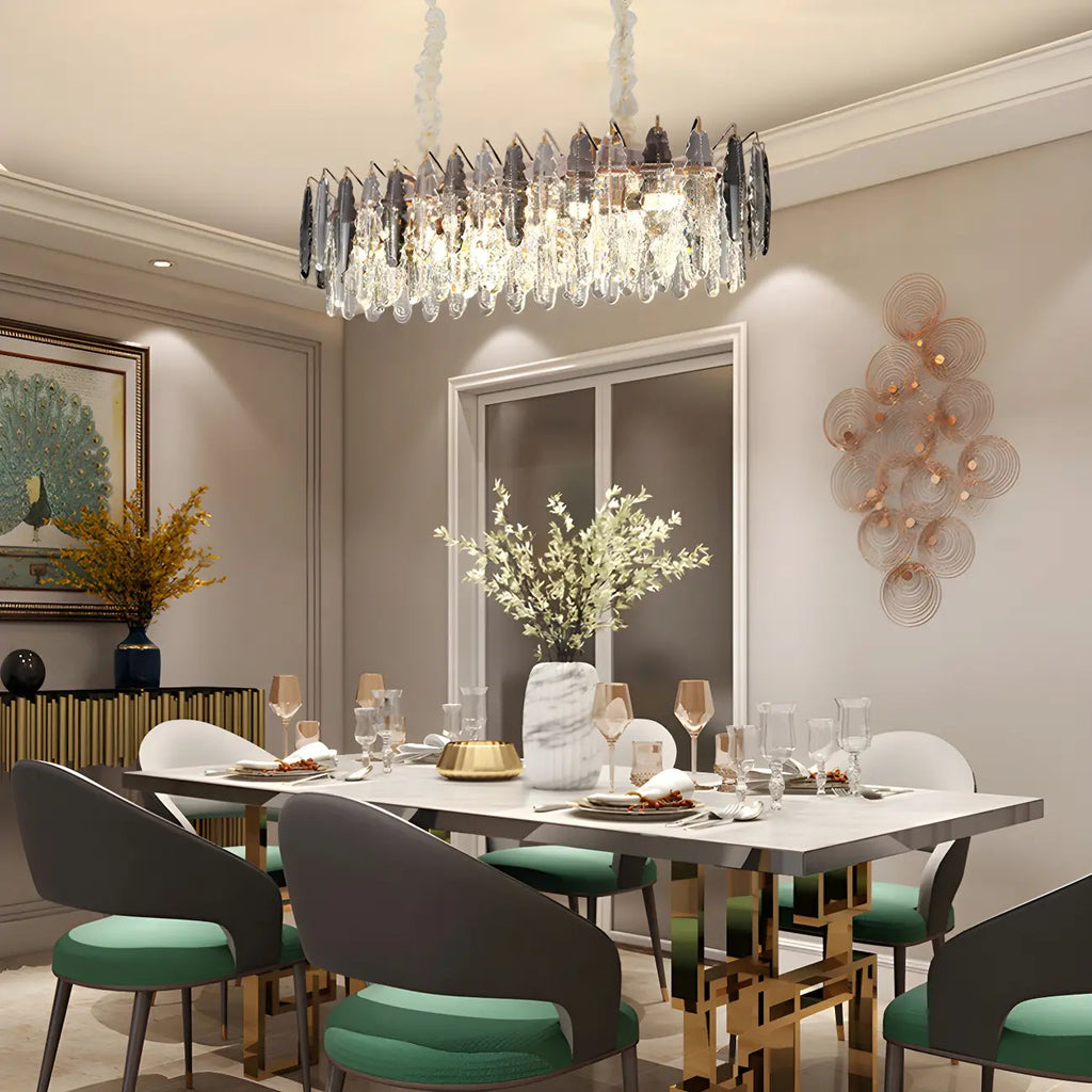 Suspension contemporaine en cristal doré pour île
