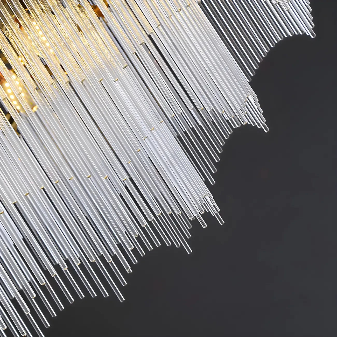 Lustre à chaîne en cristal cannelé doré pour salle à manger