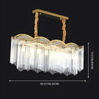 Lustre à chaîne en cristal cannelé doré pour salle à manger