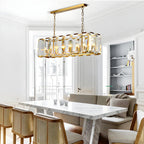 Lustre moderne en cristal noir et or pour îlot central