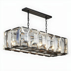 Lustre moderne en cristal noir et or pour îlot central