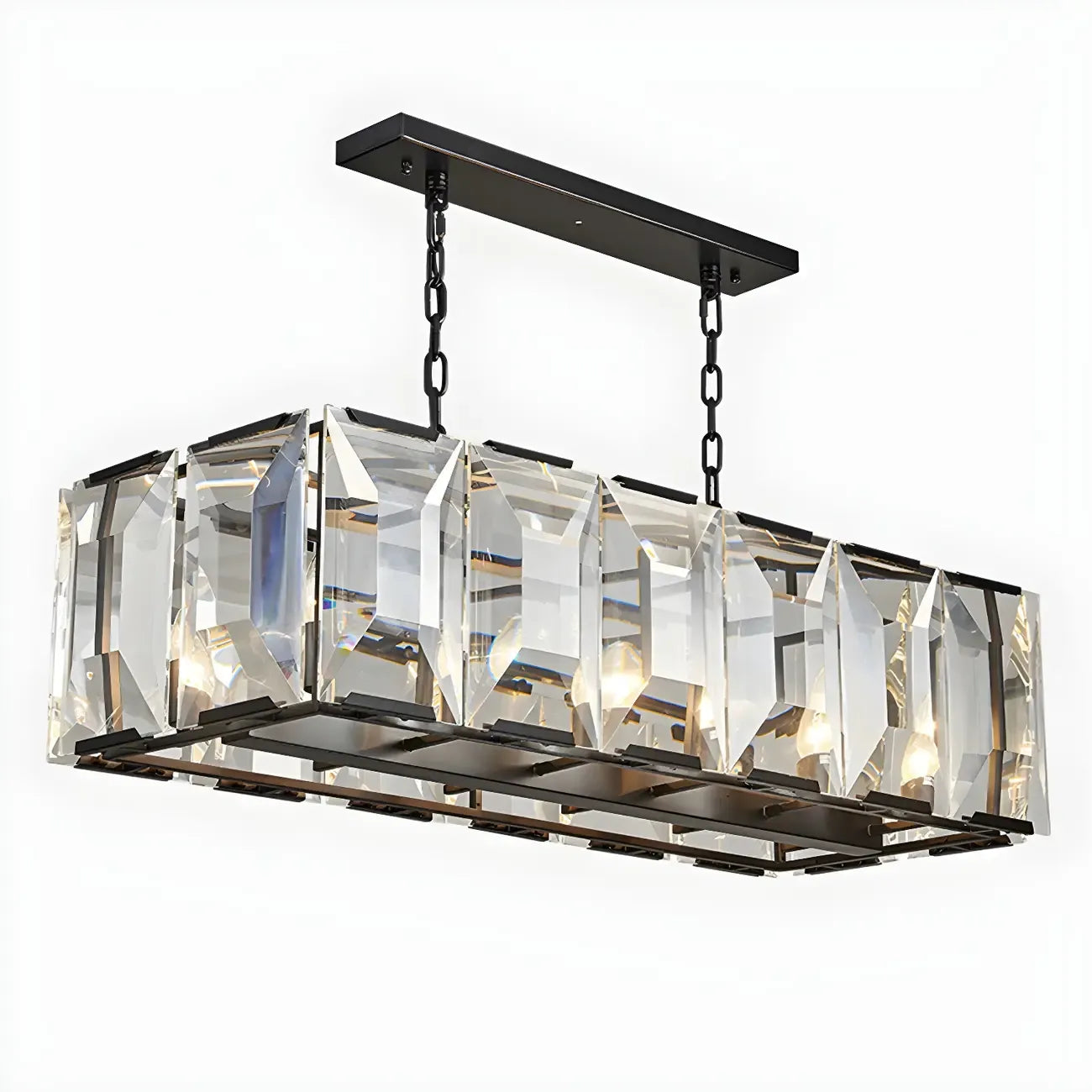 Lustre moderne en cristal noir et or pour îlot central