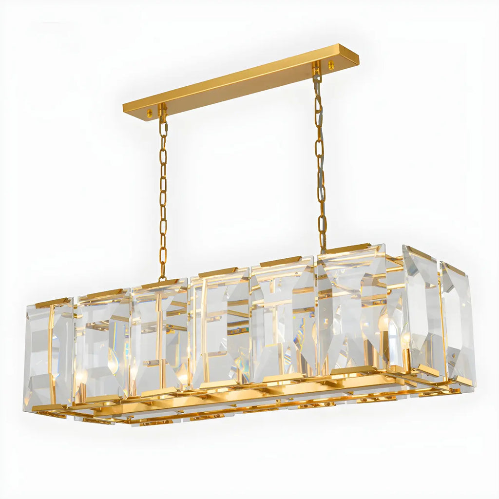 Lustre moderne en cristal noir et or pour îlot central