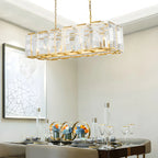 Lustre moderne en cristal noir et or pour îlot central