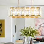 Lustre moderne en cristal noir et or pour îlot central