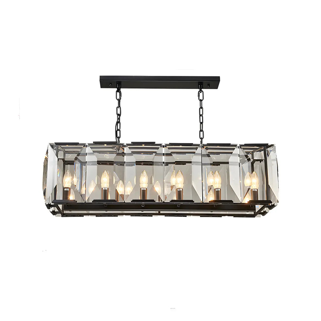 Lustre moderne en cristal noir et or pour îlot central