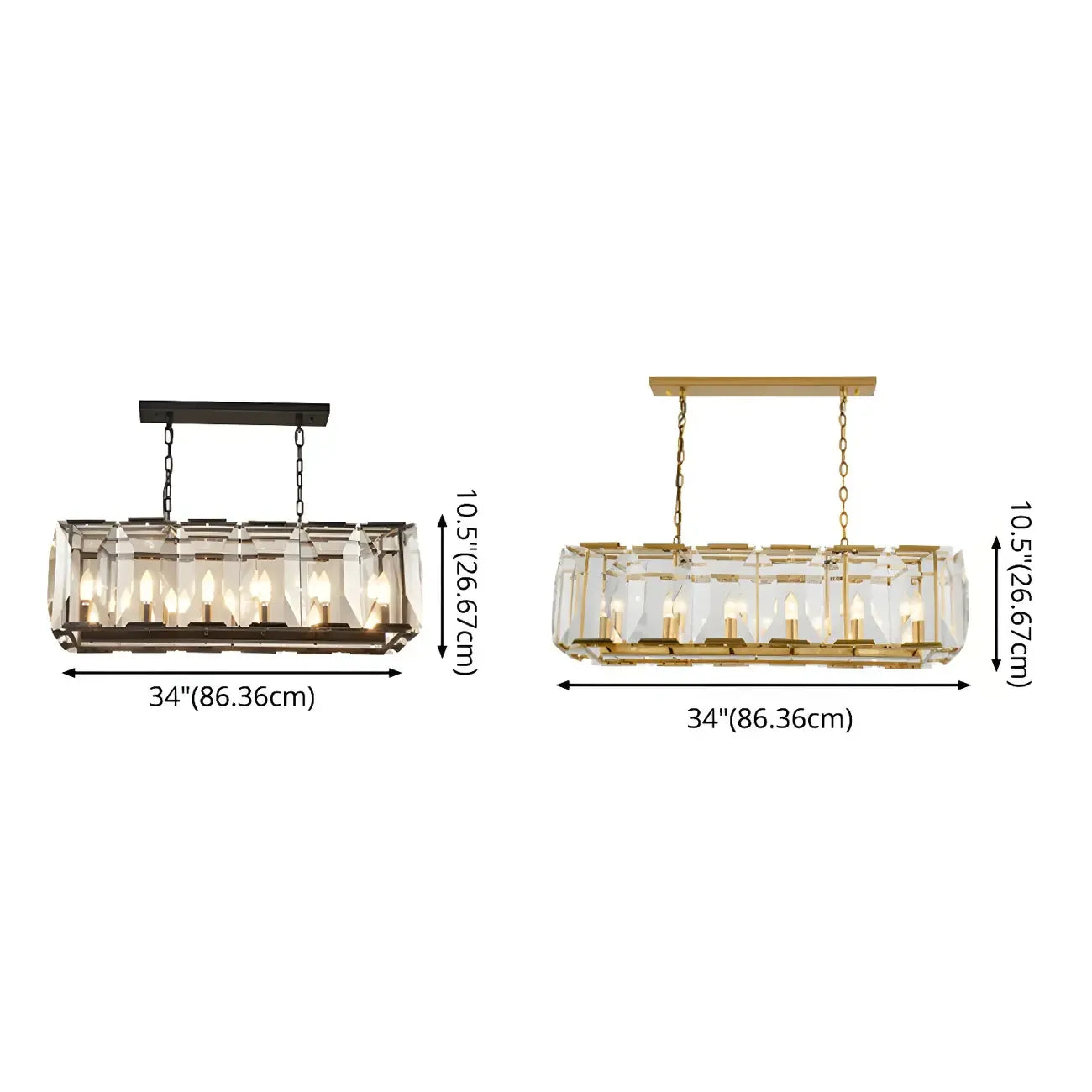 Lustre moderne en cristal noir et or pour îlot central