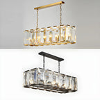 Lustre moderne en cristal noir et or pour îlot central