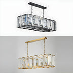 Lustre moderne en cristal noir et or pour îlot central