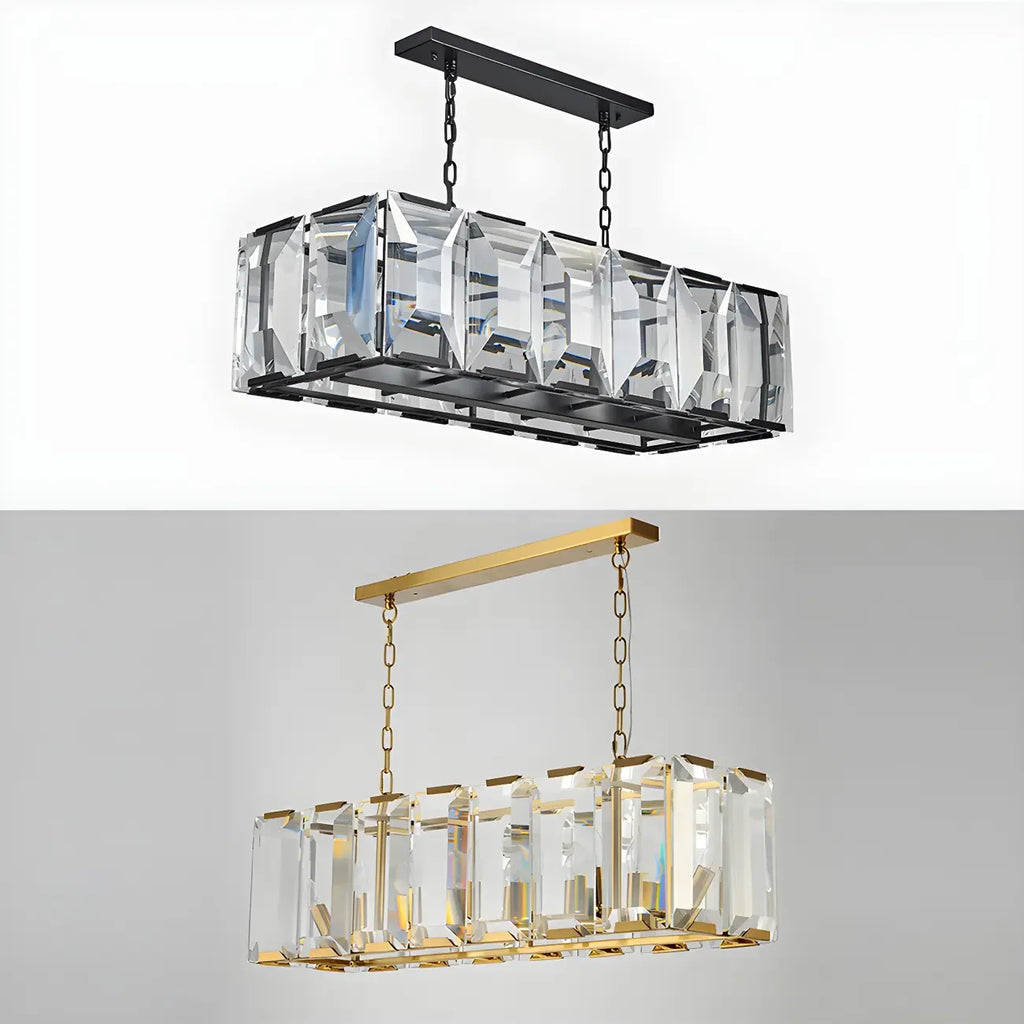 Lustre moderne en cristal noir et or pour îlot central