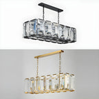 Lustre moderne en cristal noir et or pour îlot central