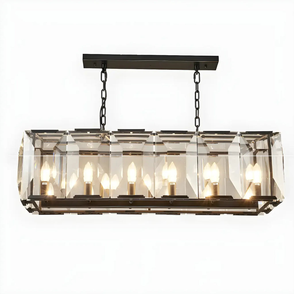 Lustre moderne en cristal noir et or pour îlot central