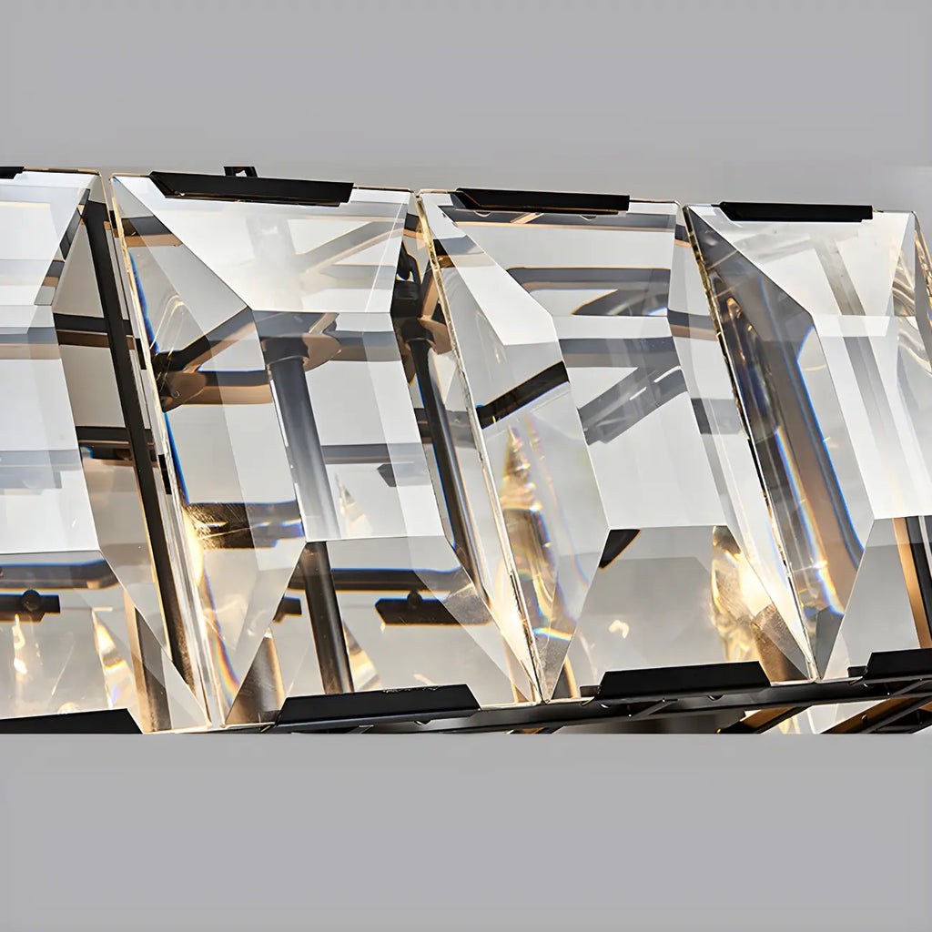 Lustre moderne en cristal noir et or pour îlot central