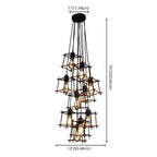 Grand lustre suspendu industriel noir à 10 lumières avec cage