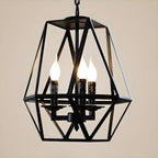Lustre moderne à structure géométrique en fer noir