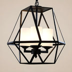 Lustre moderne à structure géométrique en fer noir