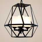 Lustre moderne à structure géométrique en fer noir