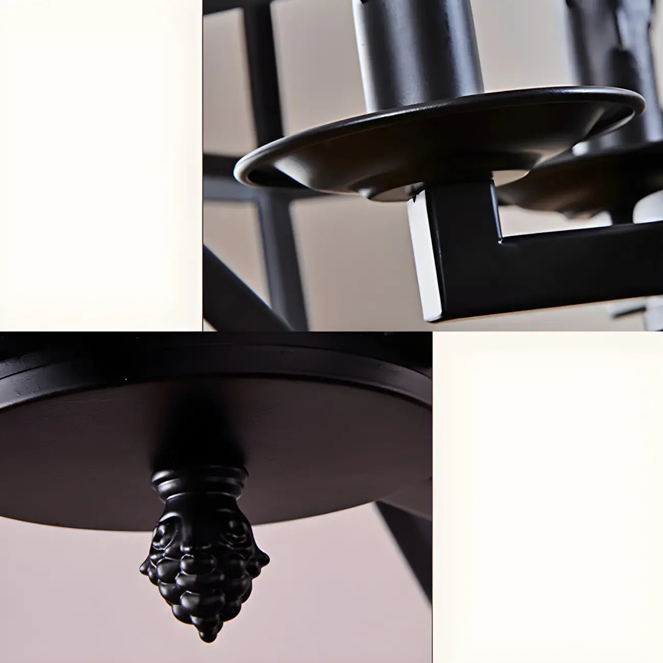 Lustre moderne à structure géométrique en fer noir