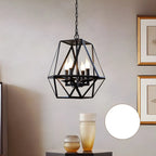 Lustre moderne à structure géométrique en fer noir