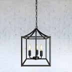 Lustre suspendu de cuisine carré industriel en métal noir avec cage