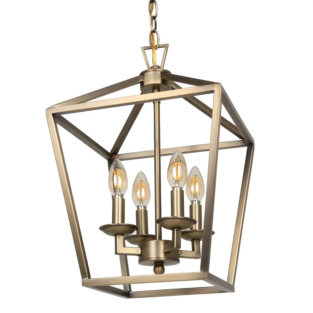 Lustre suspendu de cuisine carré industriel en métal noir avec cage