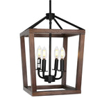 Lustre suspendu de cuisine carré industriel en métal noir avec cage