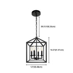 Lustre suspendu de cuisine carré industriel en métal noir avec cage