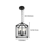 Lustre suspendu de cuisine carré industriel en métal noir avec cage