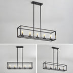 Lampada a sospensione a isola da cucina con 5 luci in vetro nero e stile industriale