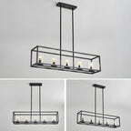 Lampada a sospensione a isola da cucina con 5 luci in vetro nero e stile industriale
