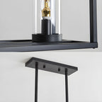 Lampada a sospensione a isola da cucina con 5 luci in vetro nero e stile industriale