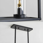 Lampada a sospensione a isola da cucina con 5 luci in vetro nero e stile industriale