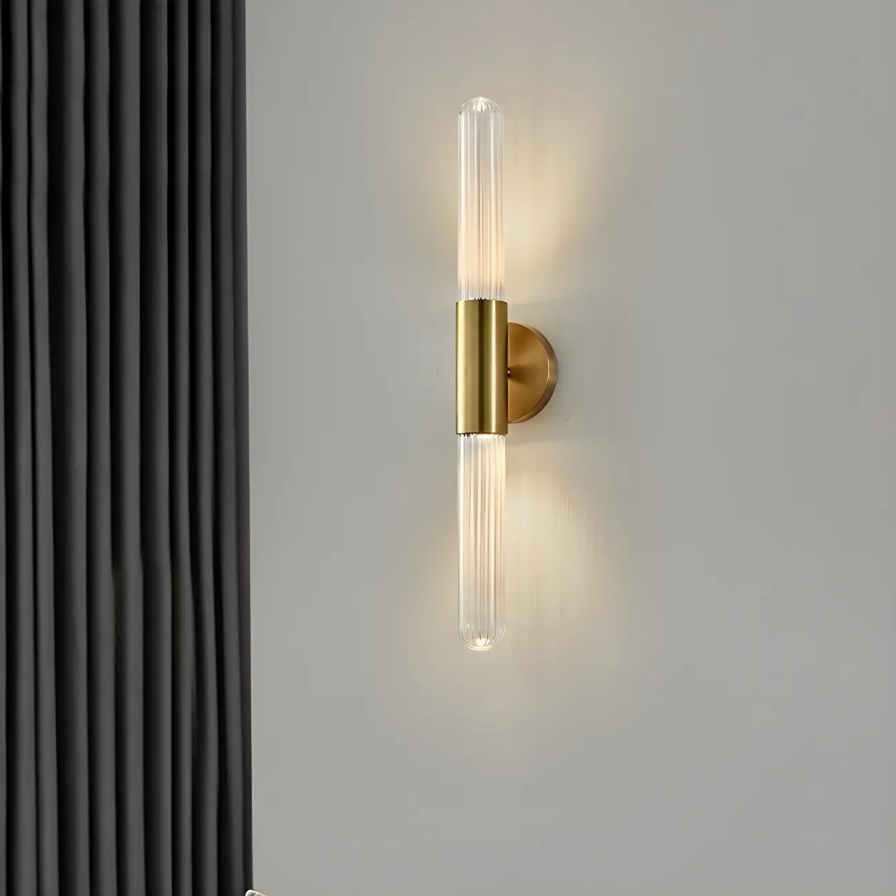 Applique murale cylindrique moderne en laiton à 2 lumières pour salle de bain