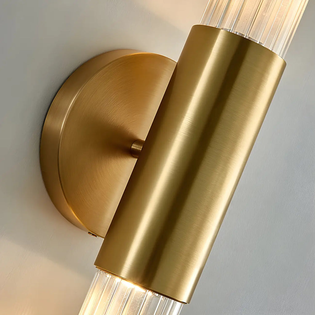 Applique murale cylindrique moderne en laiton à 2 lumières pour salle de bain