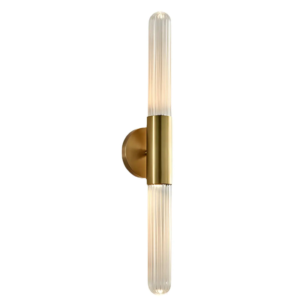 Applique murale cylindrique moderne en laiton à 2 lumières pour salle de bain