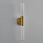 Applique murale cylindrique moderne en laiton à 2 lumières pour salle de bain