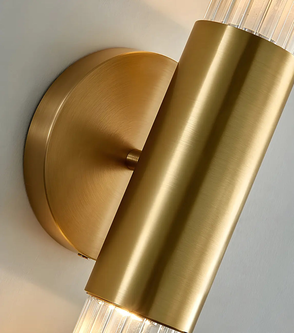 Applique murale cylindrique moderne en laiton à 2 lumières pour salle de bain