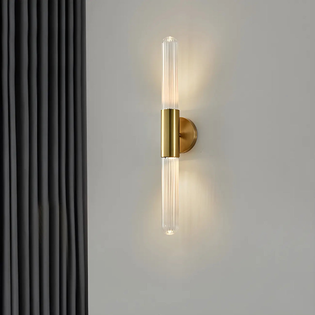 Applique murale cylindrique moderne en laiton à 2 lumières pour salle de bain