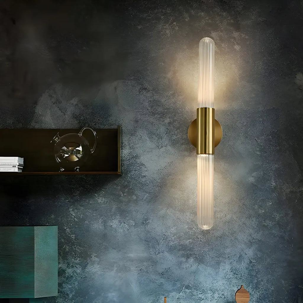Applique murale cylindrique moderne en laiton à 2 lumières pour salle de bain