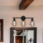 Applique da bagno a LED industriale a 3 luci con gabbia in metallo
