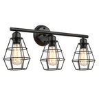 Applique da bagno a LED industriale a 3 luci con gabbia in metallo