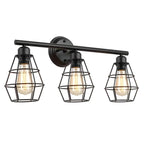 Applique da bagno a LED industriale a 3 luci con gabbia in metallo