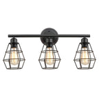 Applique da bagno a LED industriale a 3 luci con gabbia in metallo