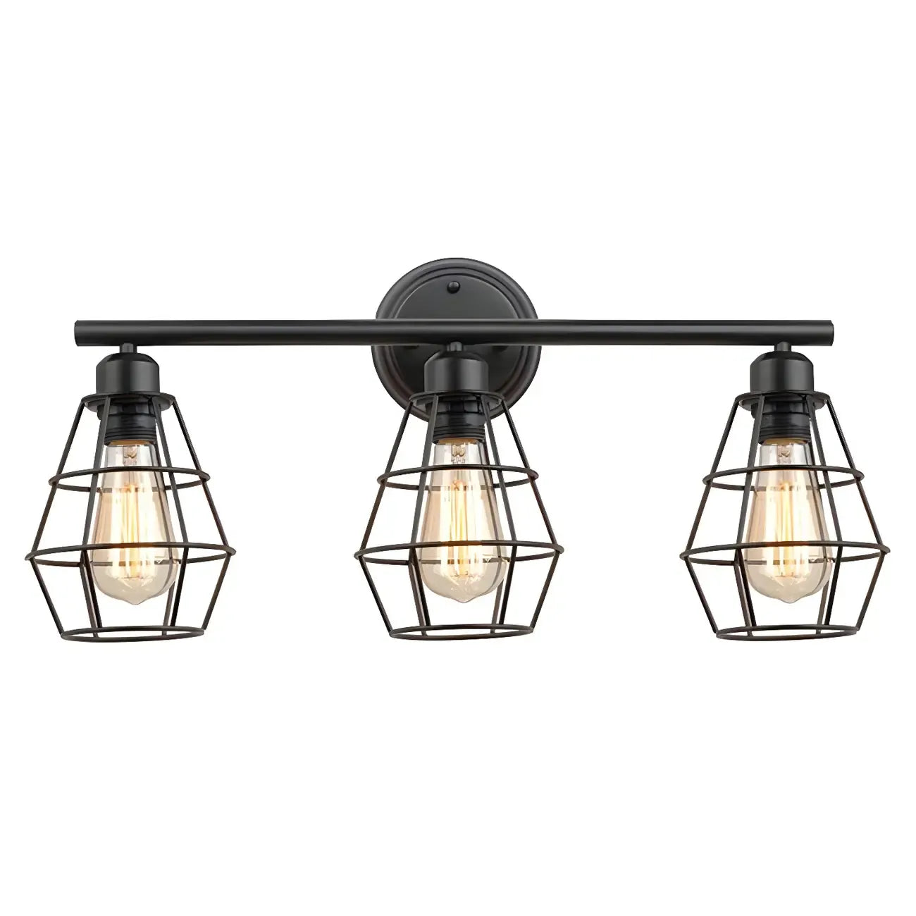 Applique da bagno a LED industriale a 3 luci con gabbia in metallo