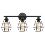 Applique da bagno a LED industriale a 3 luci con gabbia in metallo