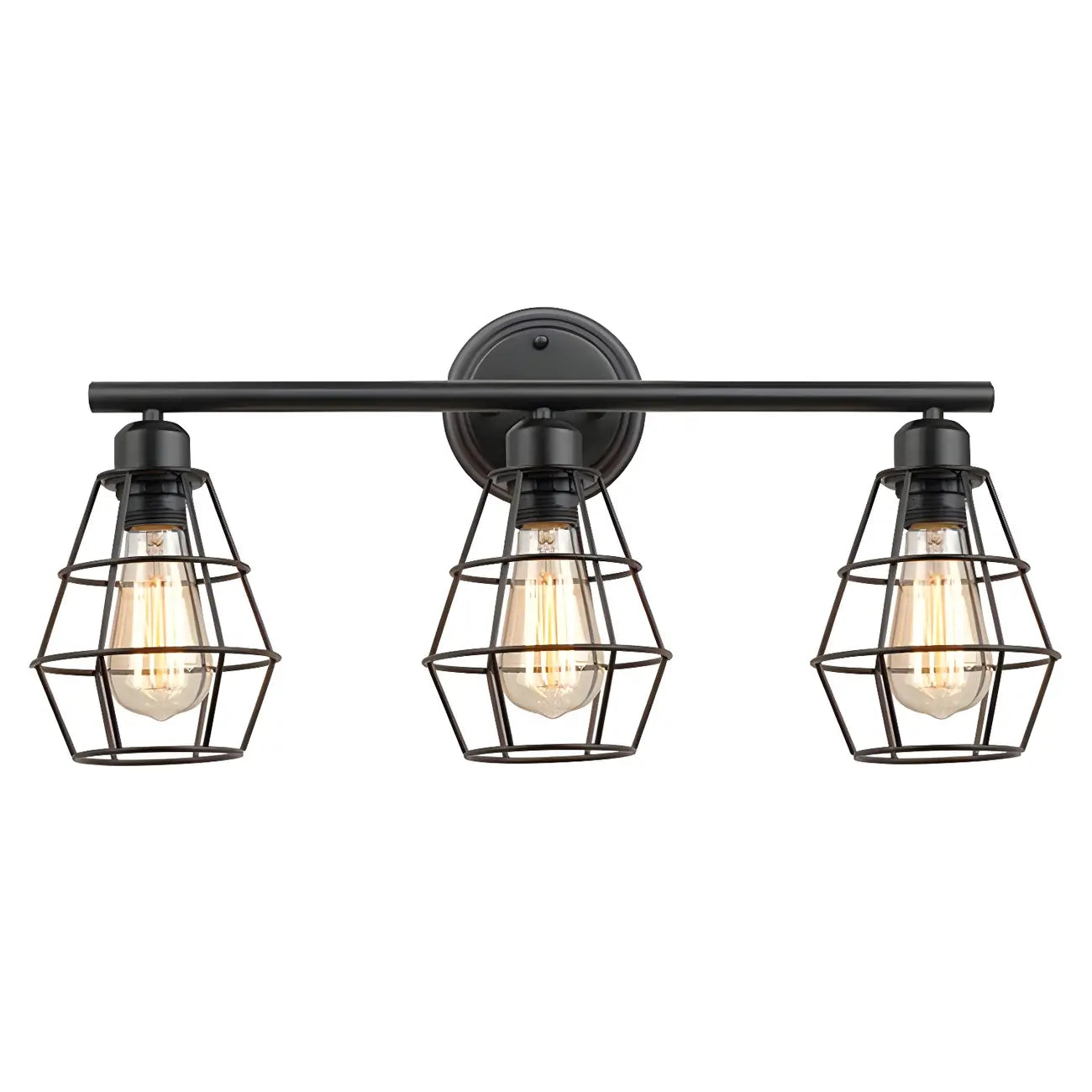 Applique da bagno a LED industriale a 3 luci con gabbia in metallo